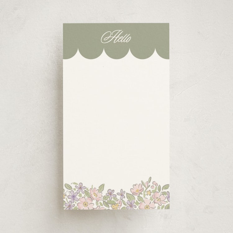"Flower Shop" - Mini Note Cards in Sage by Corinne Malesic - Front