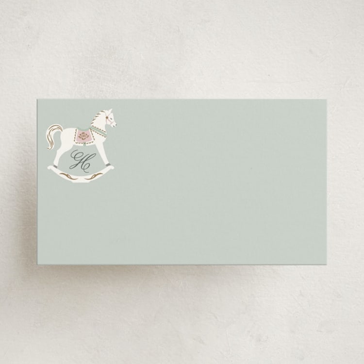 "Le Cheval d’Enfance" - Mini Note Cards in French Blue by Ana de Sousa - Front