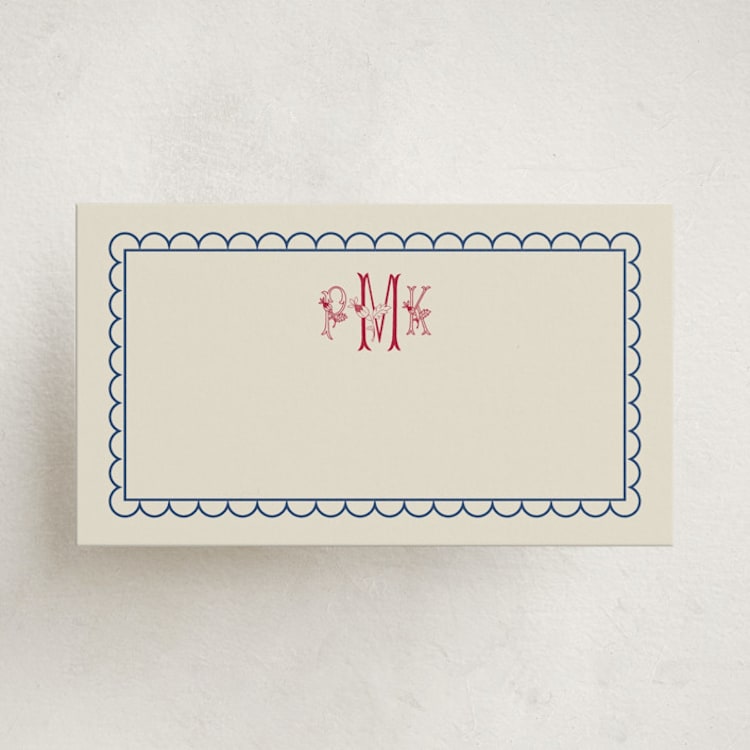 "Embroidery" - Mini Note Cards in Berry by Heather Schertzer - Front