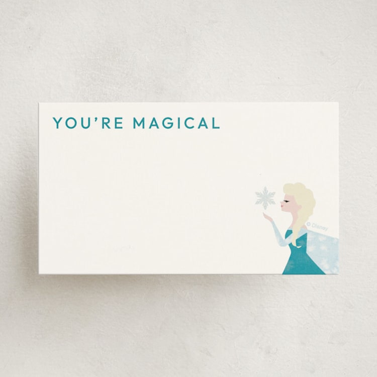 "Disney's Elsa Snowflake Magic" - Mini Note Cards in Turquoise by Holly Whitcomb - Front