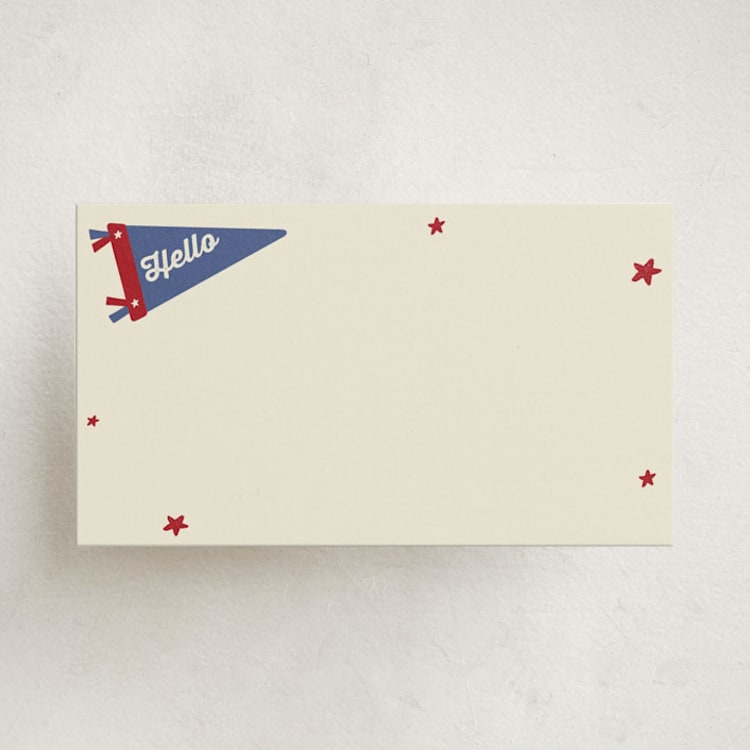 "Sports Pennant" - Mini Note Cards in Americana by Rebecca Dymon - Front