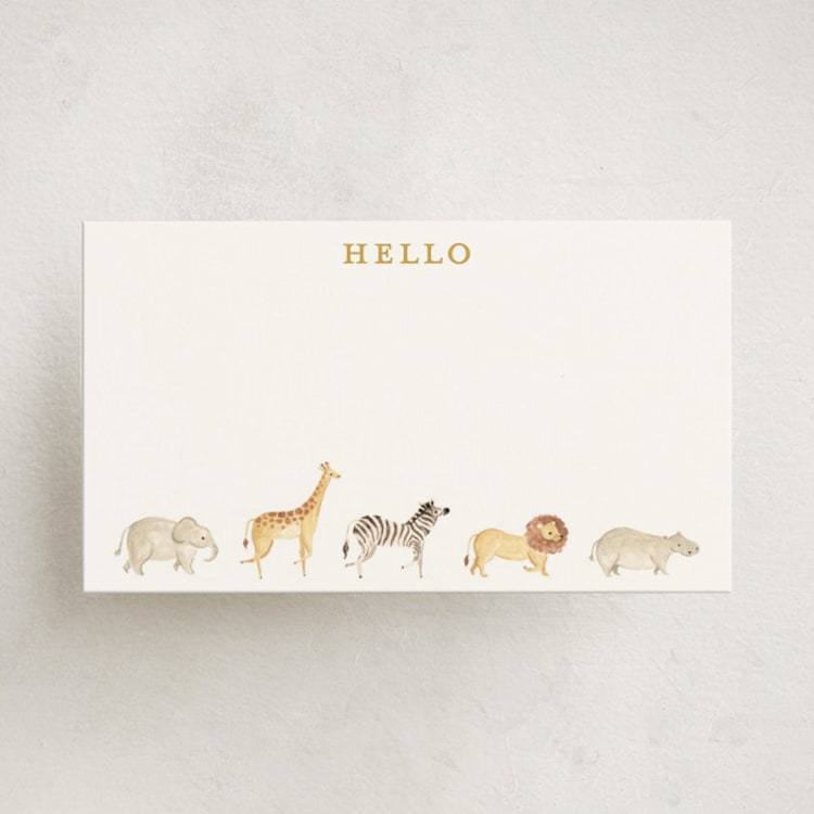 "Menagerie" - Mini Note Cards in Butter by Sarah Knight - Front