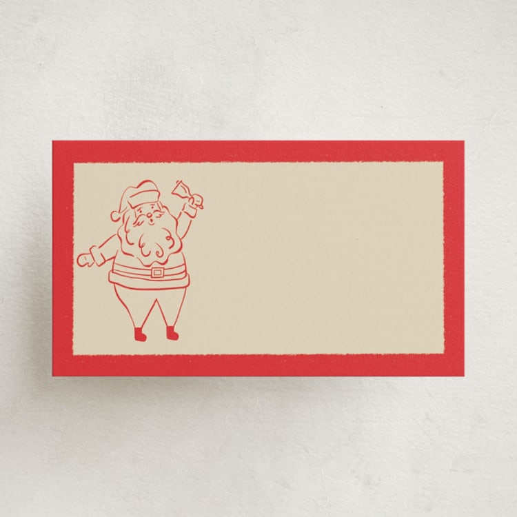 "Santa Outline" - Mini Note Cards in Santa by Angela Garrick - Front