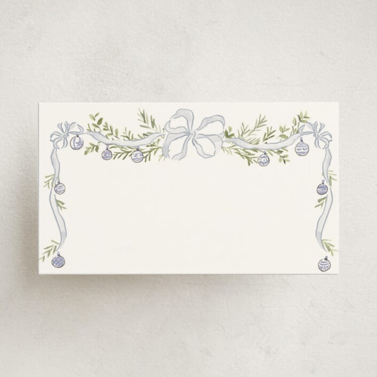 "Drape Ribbon" - Mini Note Cards in Icy Blue by Everett Paper Goods - Front