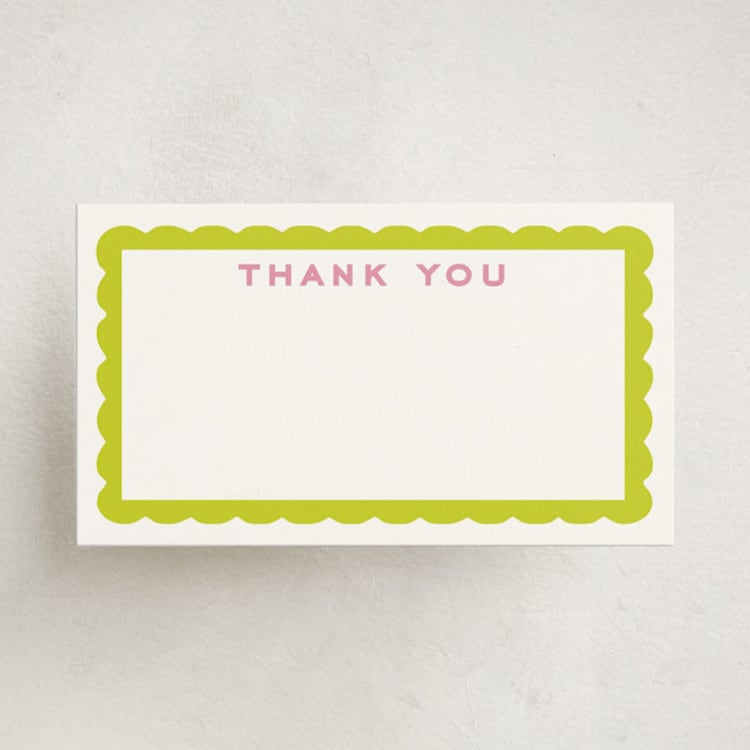 "Thanks a Bunch! (set of 10)" - Mini Note Cards in Chartreuse by Minted - Front