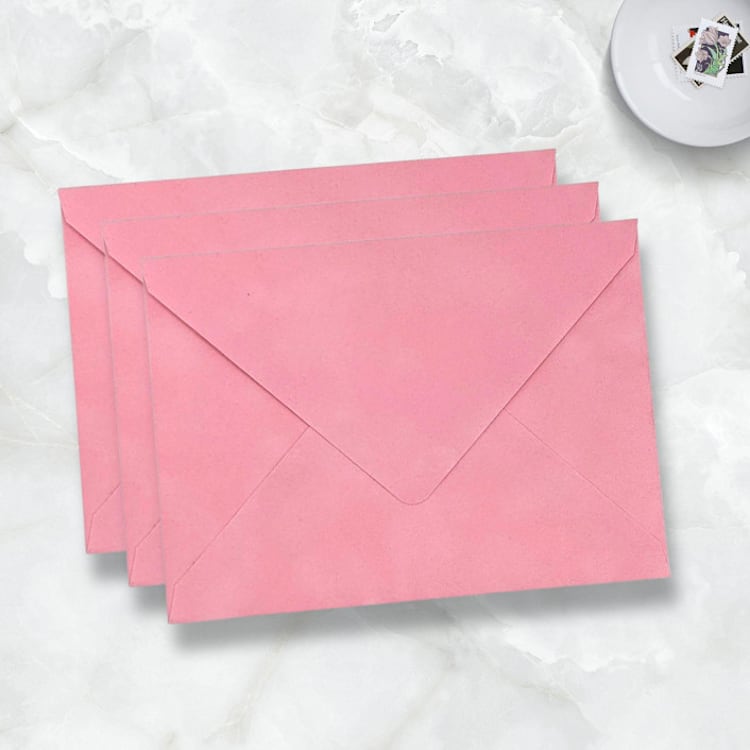 "A7 Pink Velvet Envelopes (Set of 10)" - Envelopes in pink by Caroline Russo