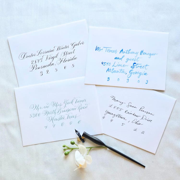 "Custom Calligraphy Envelope Addressing- Calligraphy Services Only- Recipient Addressing" - Envelopes in multicolor by Inkspiringletters