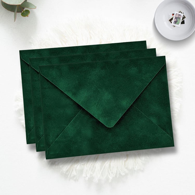 "A7 Green Velvet Envelopes (Set of 10)" - Envelopes in green by Caroline Russo