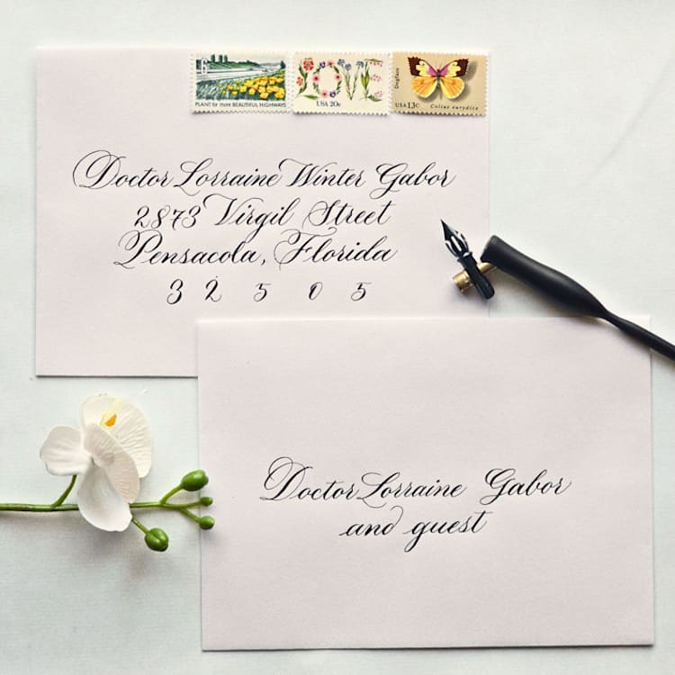 "Custom Calligraphy Envelope Addressing- Calligraphy Services Only- Recipient Addressing with Inner Envelope Names" - Envelopes in multicolor by Inkspiringletters