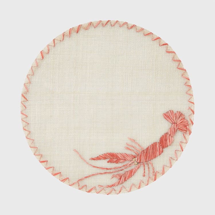 "Straw lobster placemat, set of four" - Placemats in red by Joanna Buchanan