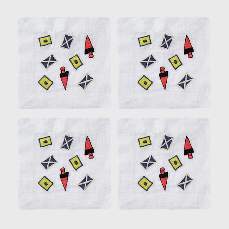 "Nautical cocktail napkins" - Napkins in multicolor by Joanna Buchanan