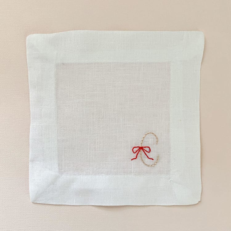 "Personalize Ribbon Letter Cocktail Napkins - Set of 4" - Napkins in white by Jessica Penley