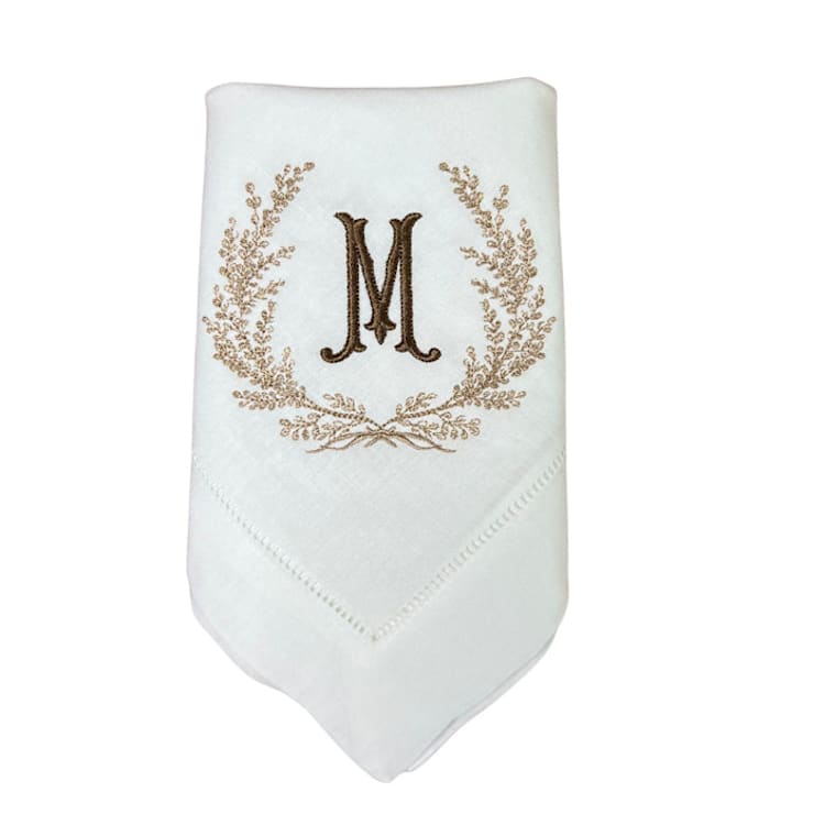 "Custom Monogram Embroidered Napkins" - Napkins in white by Virginia Marcello