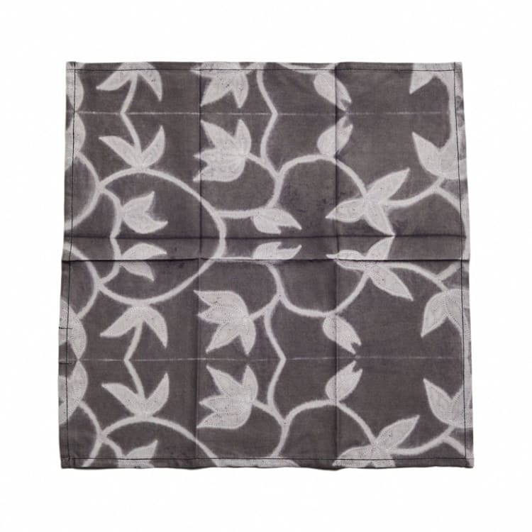 "Folio Gray Black Cotton Table Napkin ( set of 4 )" - Napkins in black by Anjali Purohit