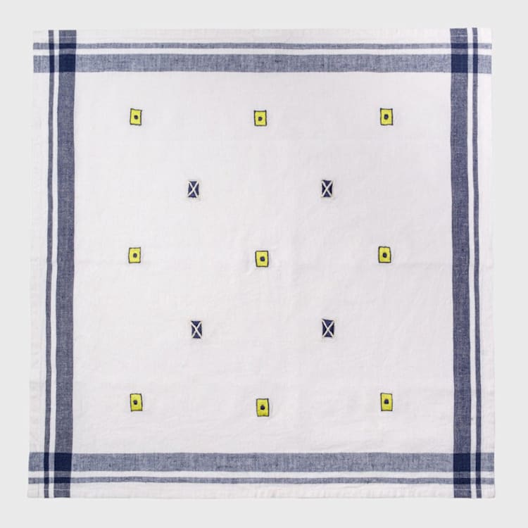 "Nautical embroidered dinner napkin, cream, set of four" - Napkins in multicolor by Joanna Buchanan