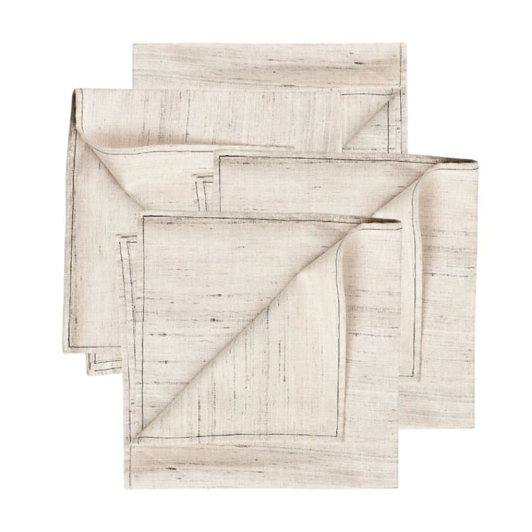 "Kora Off White Recycled Silk Cotton Handloom Napkin" - Napkins in white by Anjali Purohit