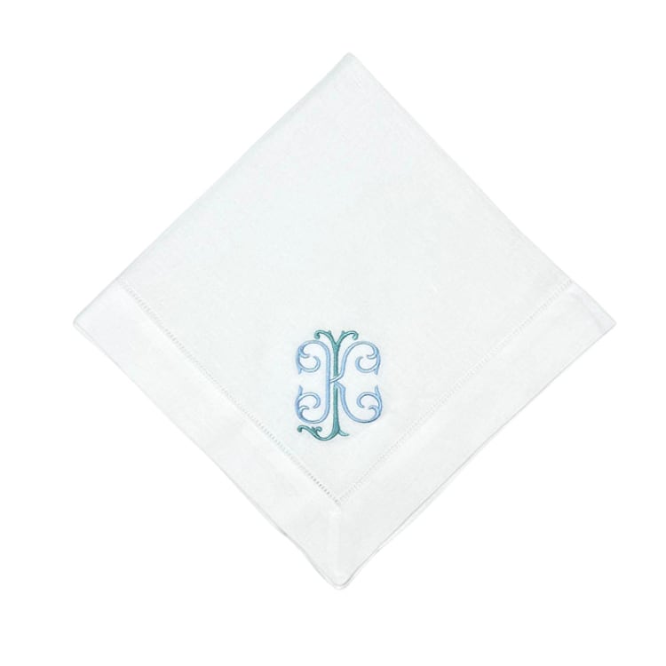 "Embroidered Dinner Napkins with Two Letter Intertwined Monogram -Set of 4" - Napkins in white by Virginia Marcello