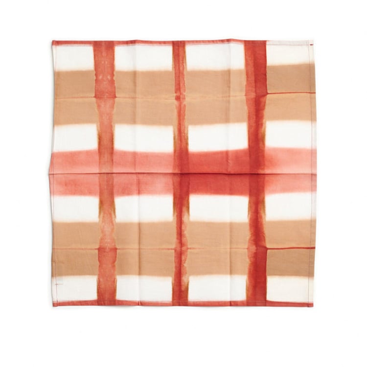 "Chowk Red Cotton Table Napkin ( set of 4 )" - Napkins in red by Anjali Purohit