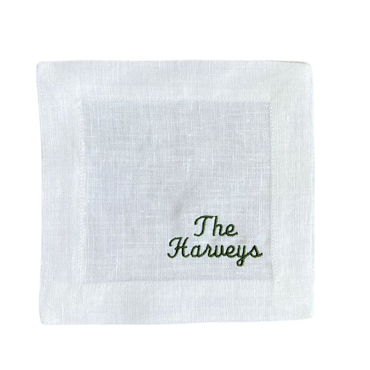 "Custom Name Embroidered Cocktail Napkins" - Napkins in white by Virginia Marcello