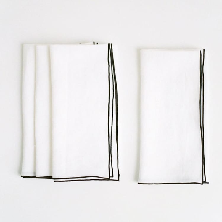 "STONE WASHED LINEN NAPKINS // SET OF 4" - Napkins in white by borrowed BLU