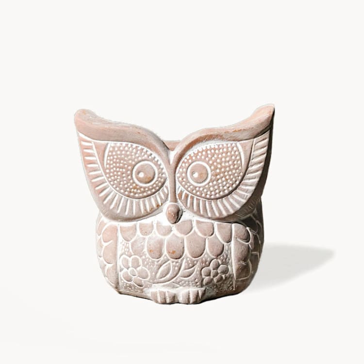 "Handmade Terracotta Pot - Big Eye Owl" - Planters in natural by KORISSA