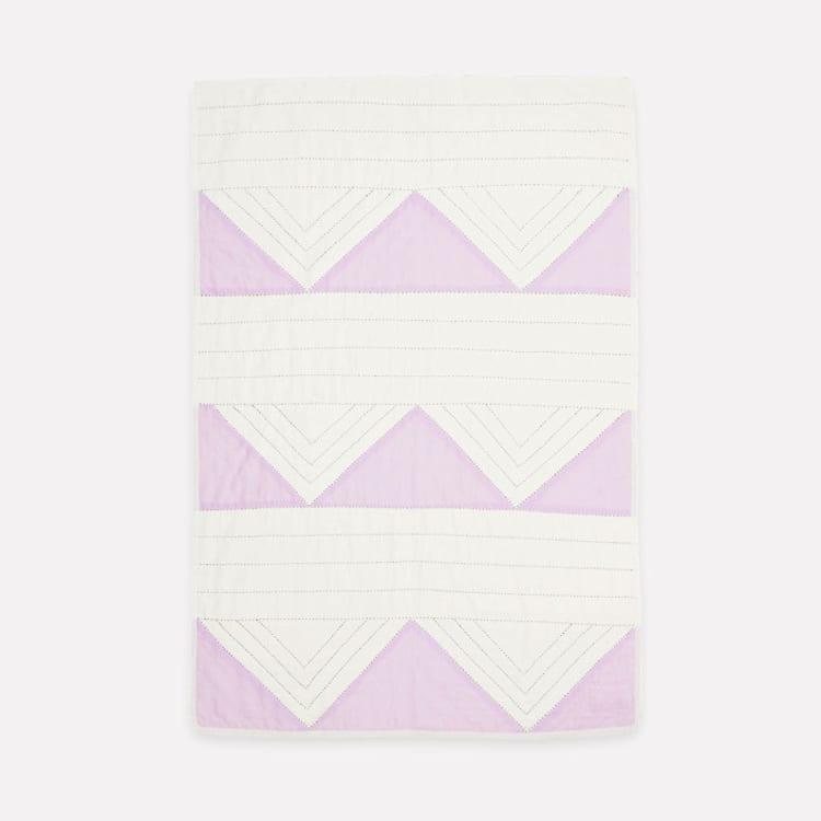 "Small Triangle Quilt Throw - Lilac" - Quilts and Bedspreads in purple by Anchal