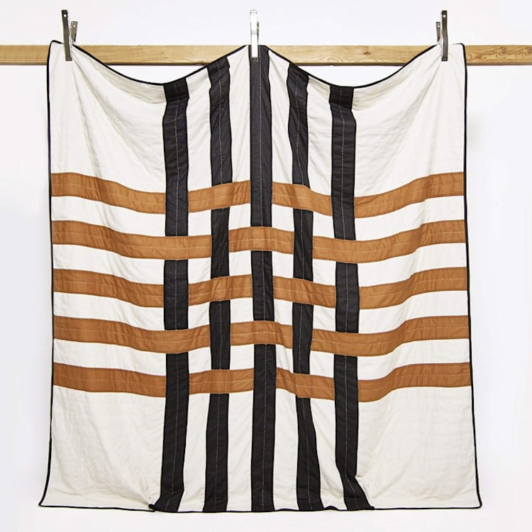 "Woven Patchwork Quilt Bedding - Queen" - Quilts and Bedspreads in brown by Anchal