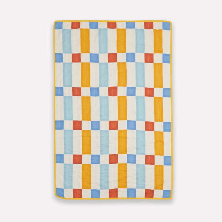 "Tile Baby Quilt" - Quilts and Bedspreads in yellow by Anchal