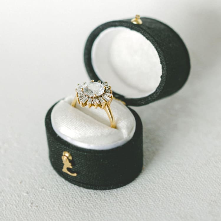 "Vintage Oval Ring Box - Raven Black" - Ring Boxes in black by The Heirloom Ring Box