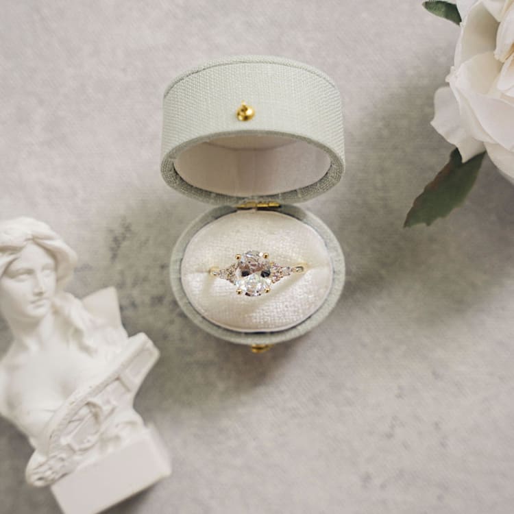 "Vintage Oval Ring Box - Sage" - Ring Boxes in green by The Heirloom Ring Box