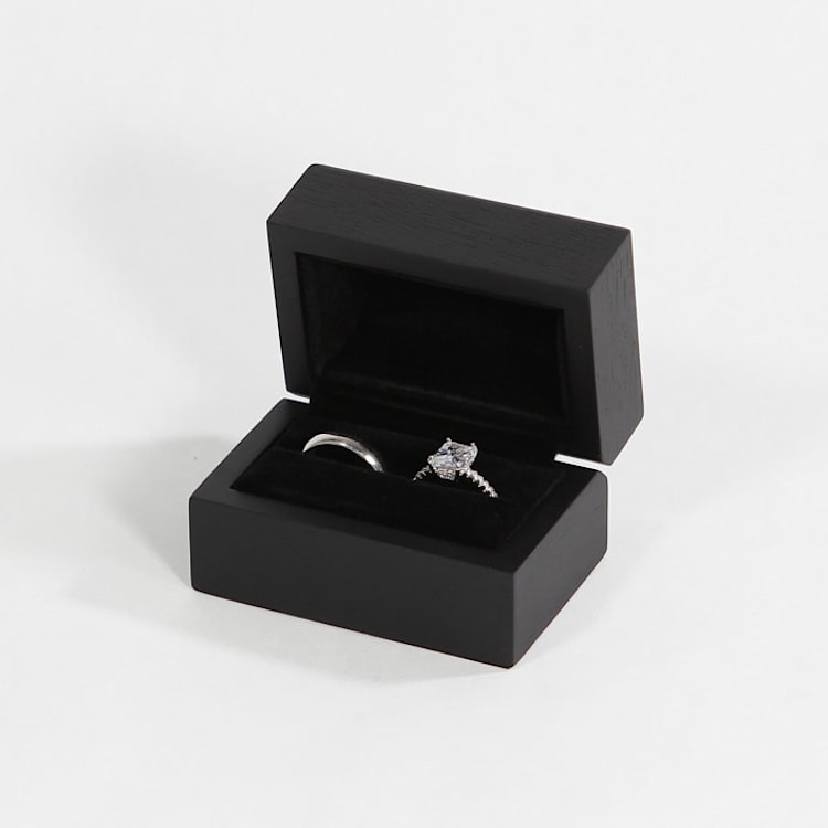 "Black Wood Ring Box - Double Slot" - Ring Boxes in black by Soulmatebox