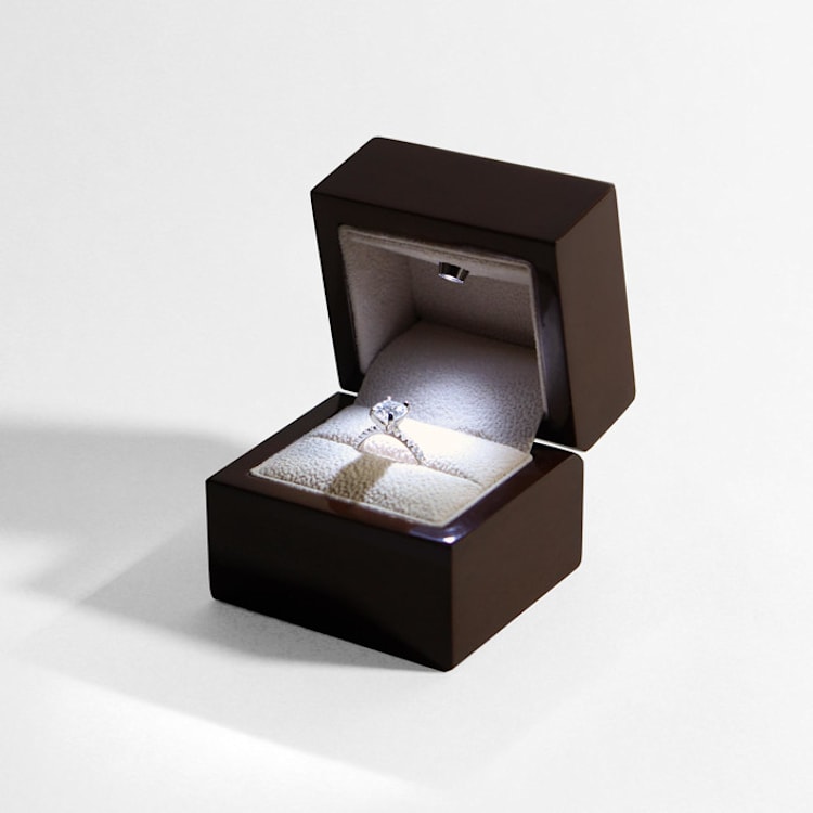 "Wood Ring Box with LED Light" - Ring Boxes in brown by Soulmatebox