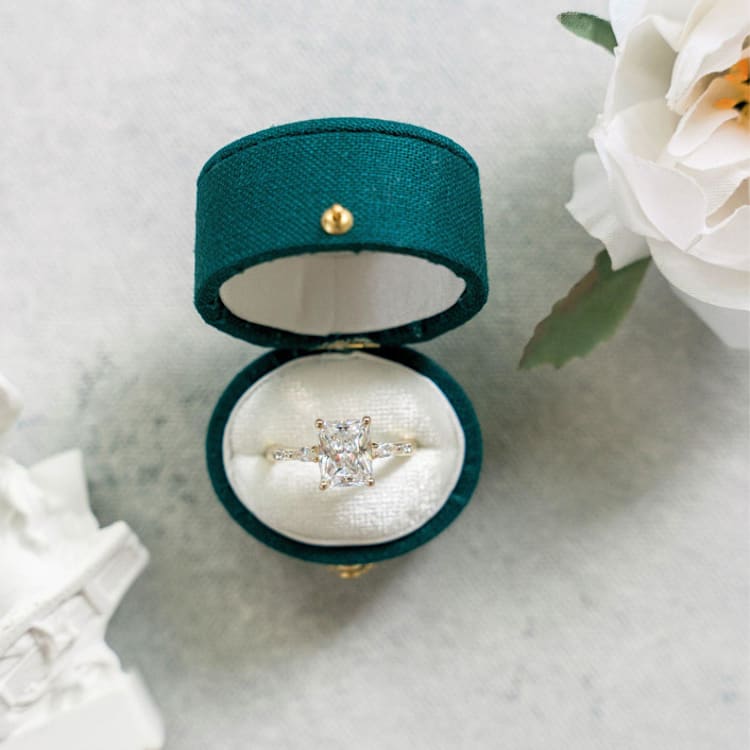 "Vintage Oval Ring Box - Jewel Teal" - Ring Boxes in green by The Heirloom Ring Box