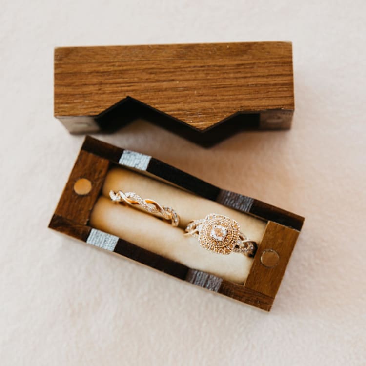 "Wood Ring Box Mountain Design" - Ring Boxes in brown by Ribbon and Rings