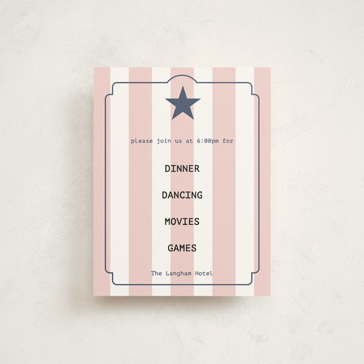 "Cinema Celebration" - Mitzvah Reception Cards in Rose by Diane Pearse - Front