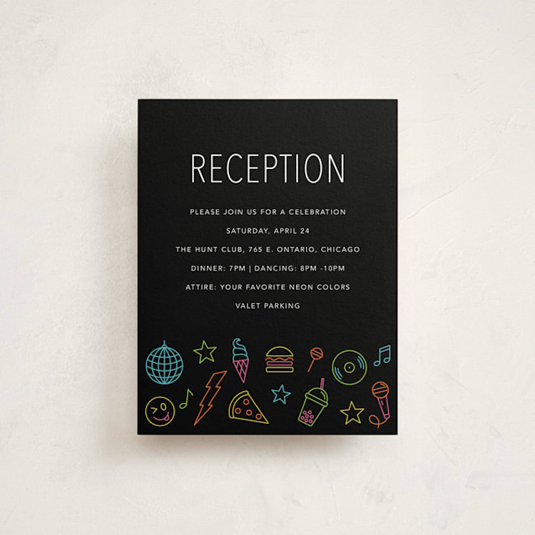 "Neon Vibes" - Mitzvah Reception Cards in Candy by Brandy Folse - Front