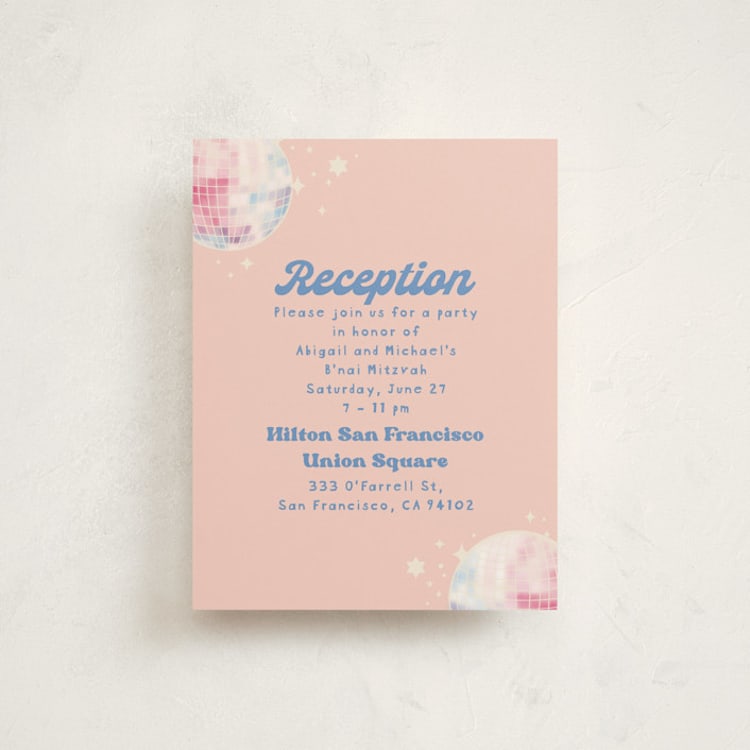 "To the Disco" - Mitzvah Reception Cards in Candy by Creo Study - Front