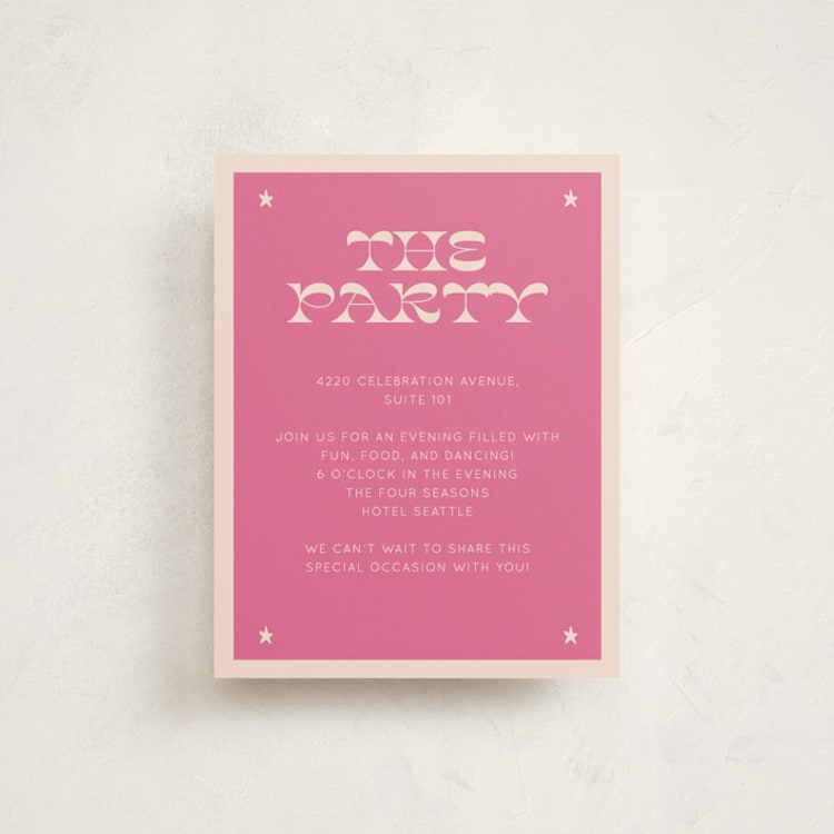 "Cowgirl" - Mitzvah Reception Cards in Peony by Rachel Cassel - Front