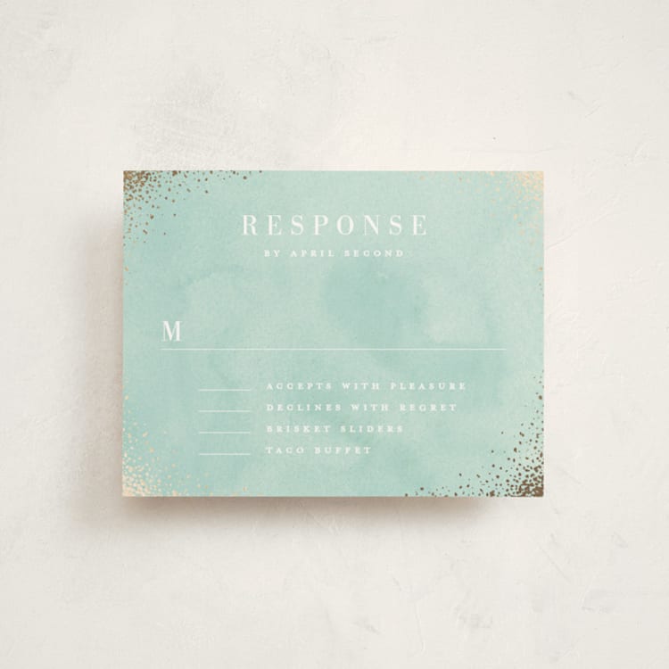 "Graceful" - Mitzvah RSVP Cards in Aquamarine by Julia Hall - Front