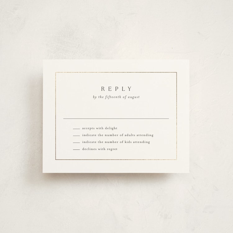 "Framed Monogram" - Mitzvah RSVP Cards in Silk by Kelly Schmidt - Front