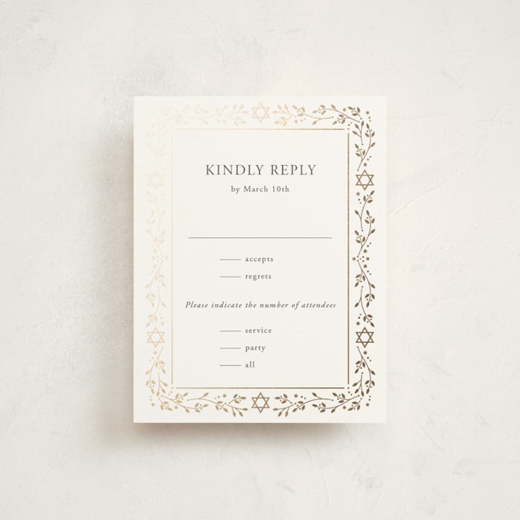 "Hanukkah star" - Mitzvah RSVP Cards in Snow by Ana de Sousa - Front