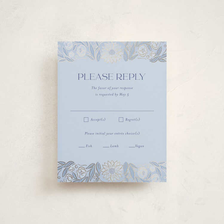 "Blooming Mitzvah" - Mitzvah RSVP Cards in Sky by Simona Camp - Front
