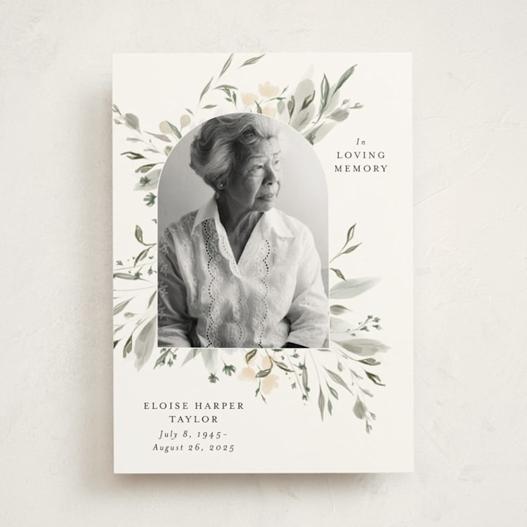"Graceful Memory" - Memorial Cards in Dove by Nicoletta Savod - Front