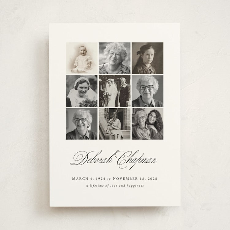 "A Lifetime" - Memorial Cards in Classic White by Cindy Reynolds - Front