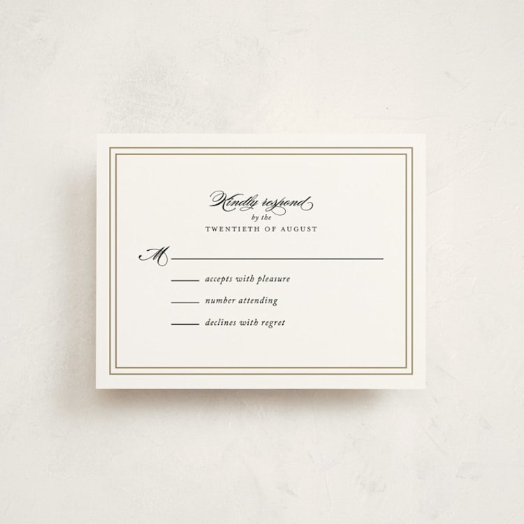 "Eloquence" - Mitzvah RSVP Cards in Golden Rod by Kimberly FitzSimons - Front