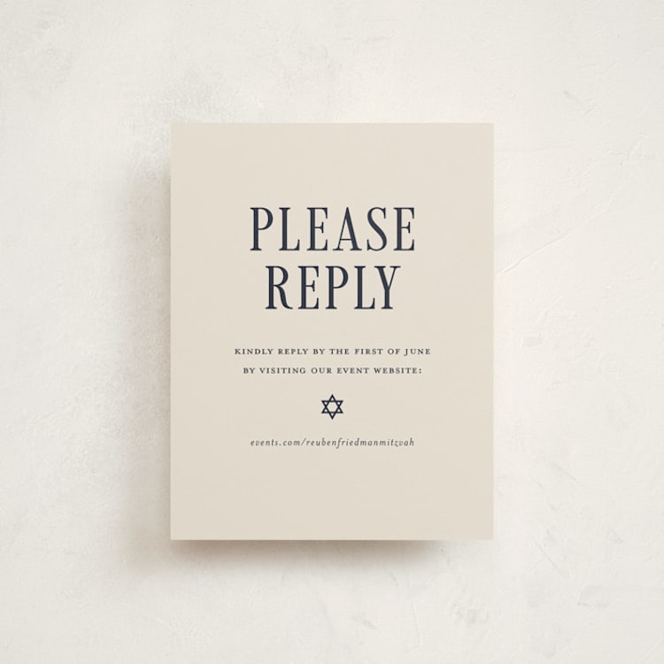 "Broche" - Mitzvah RSVP Cards in Midnight by Meagan Christensen - Front