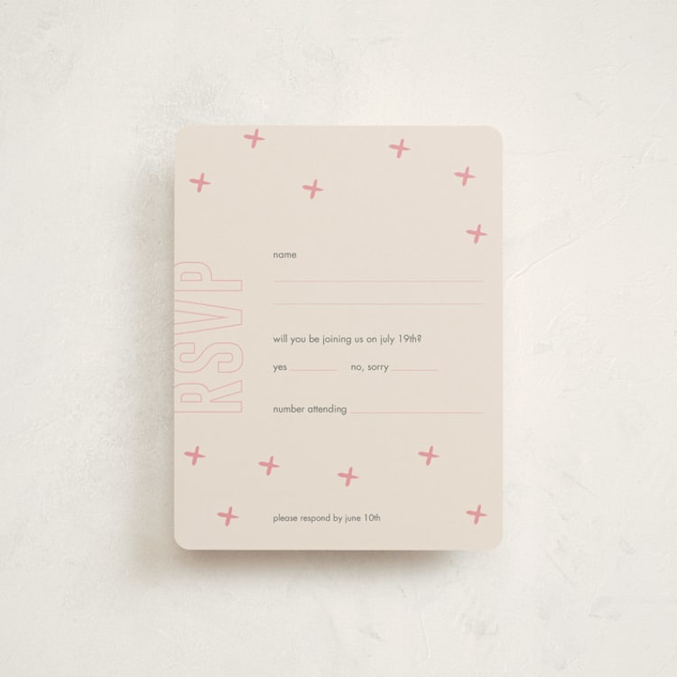 "Bold Name" - Mitzvah RSVP Cards in Peony by Ilene Guy - Front
