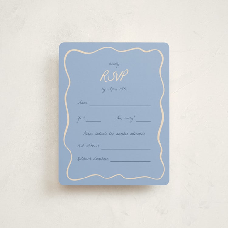 "Framed Star of David" - Mitzvah RSVP Cards in Sky by Stephanie Heinrich Godbout - Front