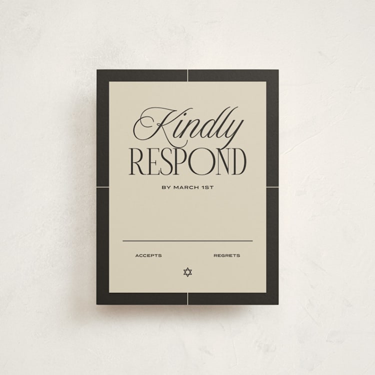"Grand Luxe Bat Mitzvah" - Mitzvah RSVP Cards in Charcoal by Wallace Design Co. - Front
