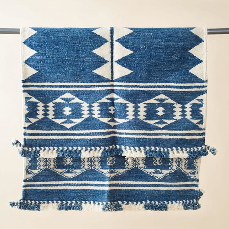 "Neel Handloom Rug" - Area Rugs in blue by Anjali Purohit